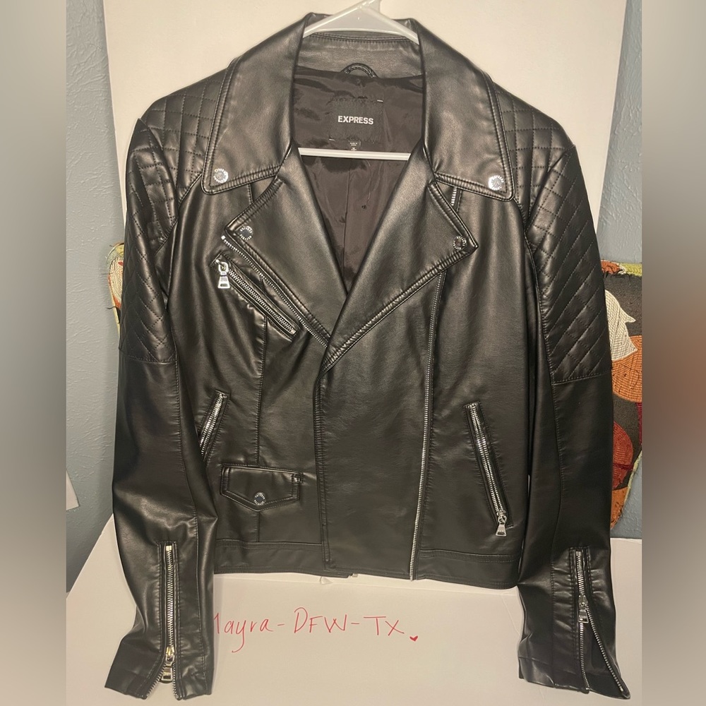 Express Faux Leather Motto Jacket size M